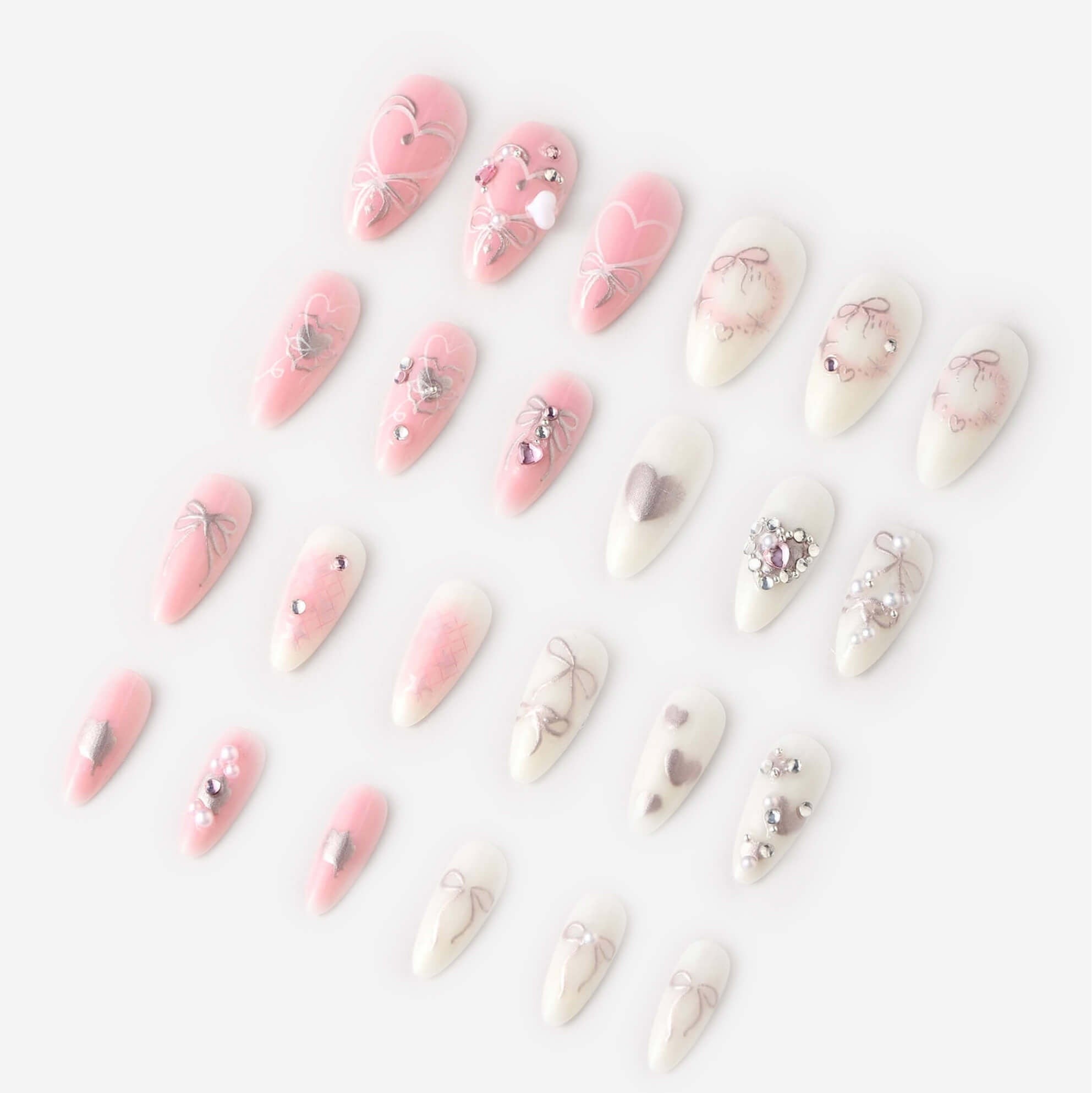 Never Have I Ever - Hearts Of Pearls - Almond Press-On Nails - Nail Extensions at Beyond Polish
