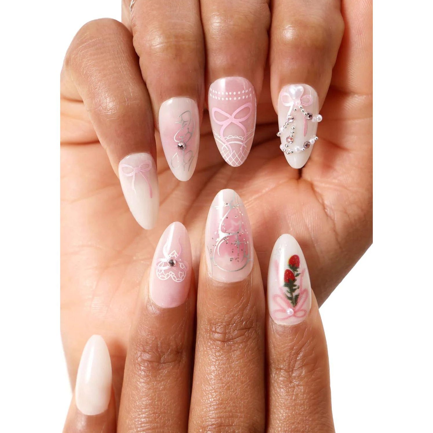 Never Have I Ever - Strawberries N Crème - Almond Press-On Nails - Nail Extensions at Beyond Polish