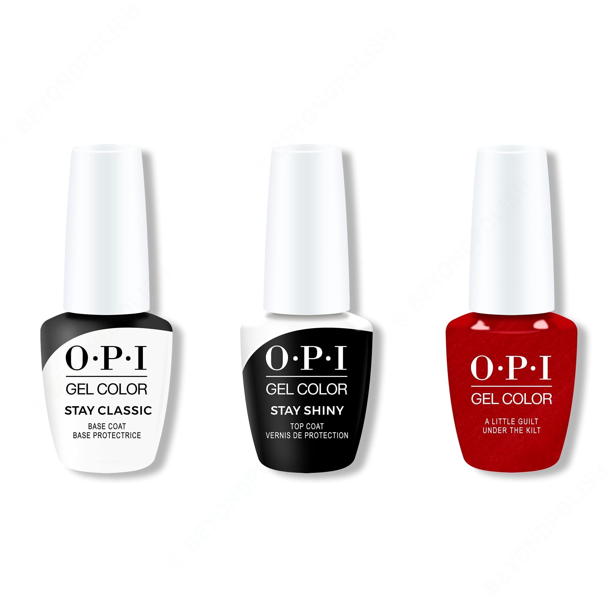 OPI GelColor Combo - Stay Classic Base, Shiny Top & A Little Guilt Under The Kilt - Gel Polish at Beyond Polish