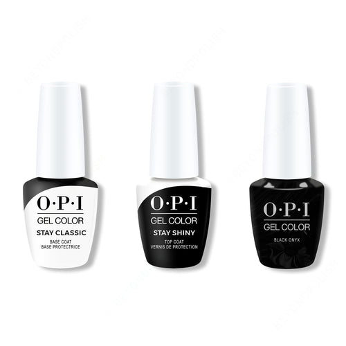OPI GelColor Combo - Stay Classic Base, Shiny Top & Black Onyx