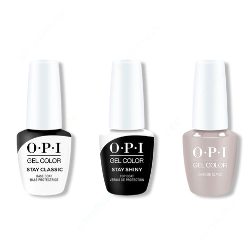 OPI GelColor Combo - Stay Classic Base, Shiny Top & Chrome Clawz