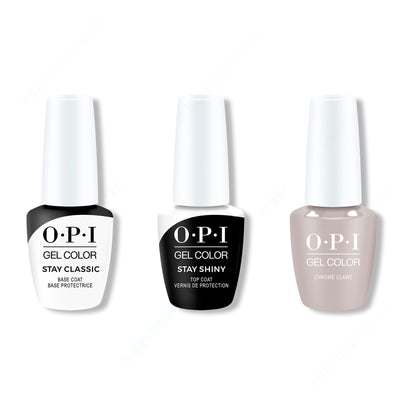 OPI GelColor Combo - Stay Classic Base, Shiny Top & Chrome Clawz - Gel Polish at Beyond Polish