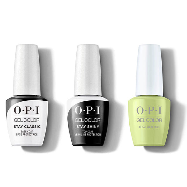 OPI GelColor Combo - Stay Classic Base, Shiny Top & Clear Your Cash - Gel Polish at Beyond Polish