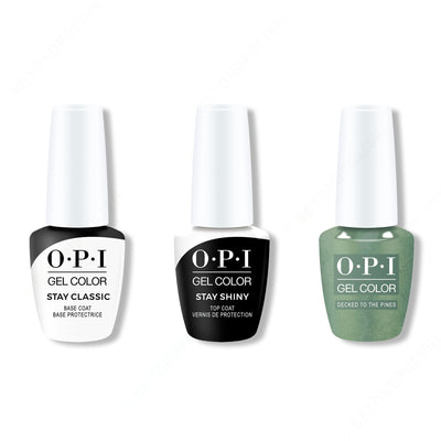 OPI GelColor Combo - Stay Classic Base, Shiny Top & Decked to the Pines - Gel Polish at Beyond Polish