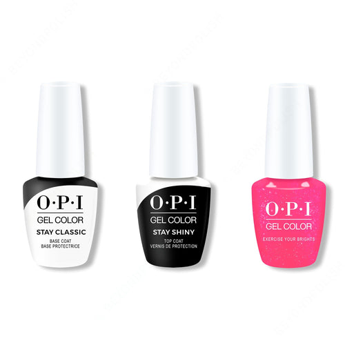 OPI GelColor Combo - Stay Classic Base, Shiny Top & Exercise Your Brights