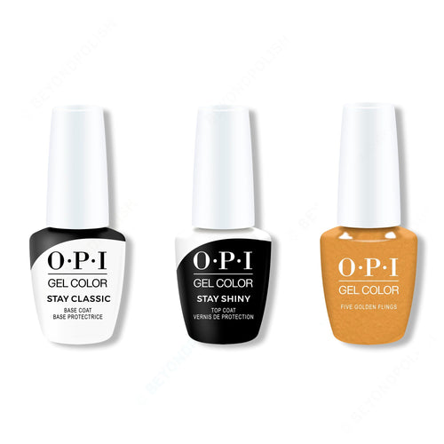 OPI GelColor Combo - Stay Classic Base, Shiny Top & Five Golden Flings