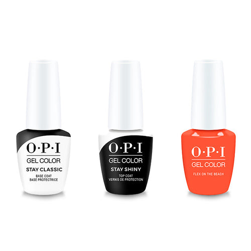 OPI GelColor Combo - Stay Classic Base, Shiny Top & Flex On The Beach