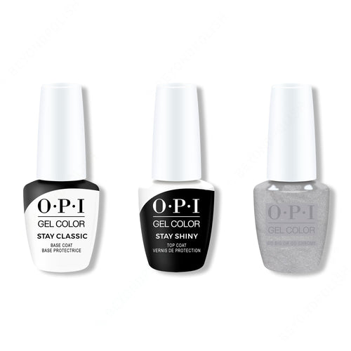 OPI GelColor Combo - Stay Classic Base, Shiny Top & Go Big or Go Chrome