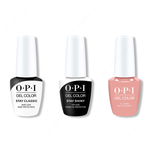 OPI GelColor Combo - Stay Classic Base, Shiny Top & Ill Have a Gin & Tectonic