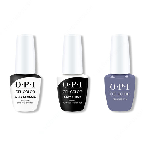 OPI GelColor Combo - Stay Classic Base, Shiny Top & OPI Heart DTLA