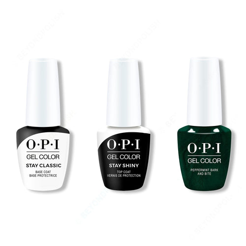 OPI GelColor Combo - Stay Classic Base, Shiny Top & Peppermint Bark and Bite