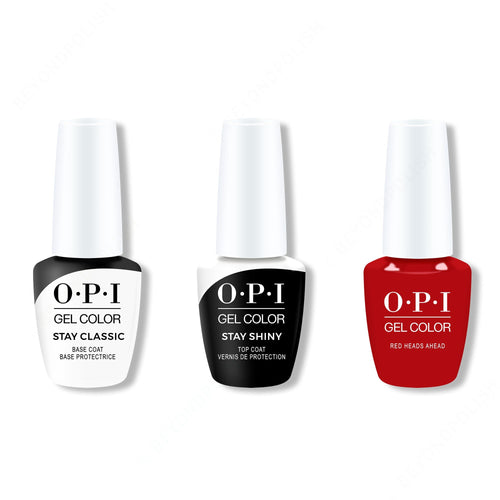 OPI GelColor Combo - Stay Classic Base, Shiny Top & Red Heads Ahead