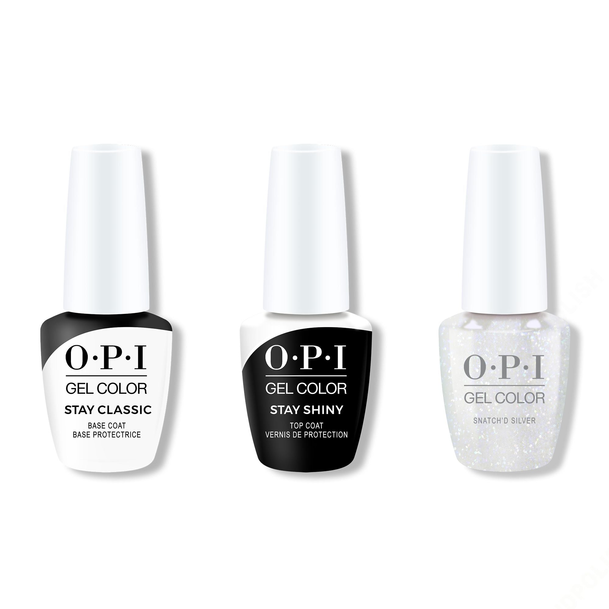 OPI GelColor Combo - Stay Classic Base, Shiny Top & Snatch'd Silver - Gel Polish at Beyond Polish