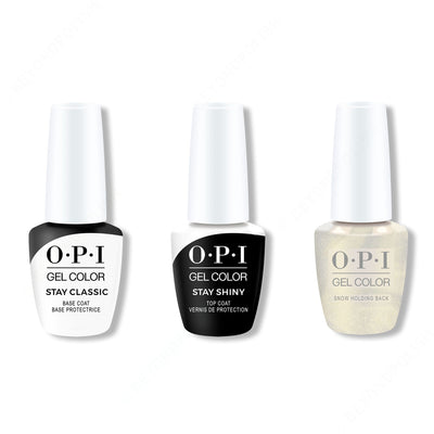 OPI GelColor Combo - Stay Classic Base, Shiny Top & Snow Holding Back - Gel Polish at Beyond Polish