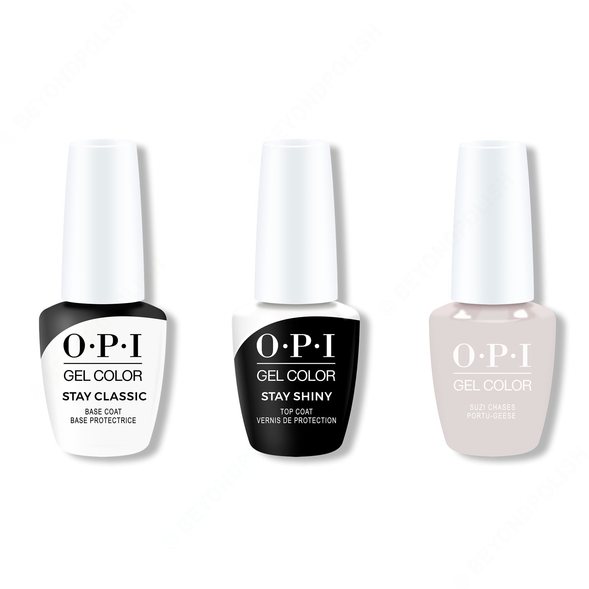 OPI GelColor Combo - Stay Classic Base, Shiny Top & Suzi Chases Portu-geese - Gel Polish at Beyond Polish