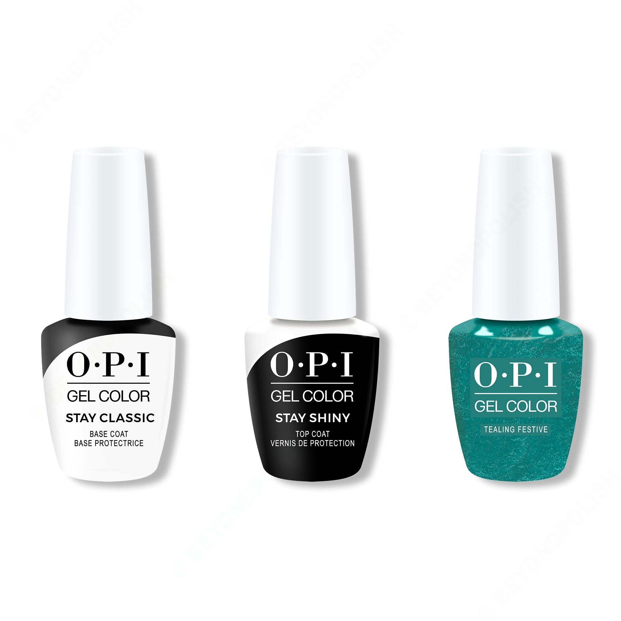 OPI GelColor Combo - Stay Classic Base, Shiny Top & Tealing Festive - Gel Polish at Beyond Polish