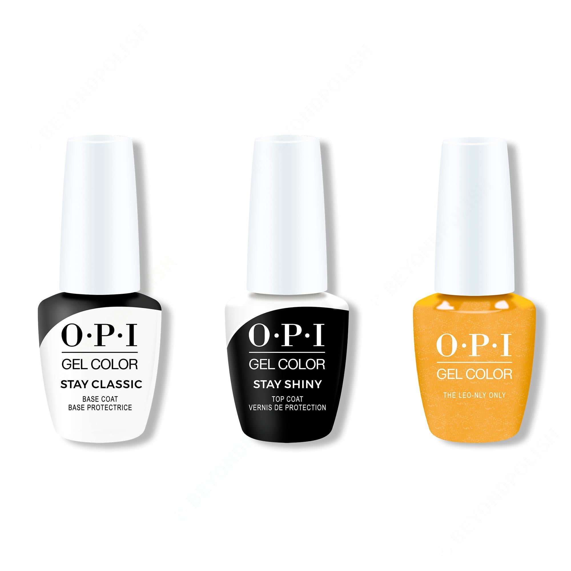 OPI GelColor Combo - Stay Classic Base, Shiny Top & The Leo-nly One - Gel Polish at Beyond Polish