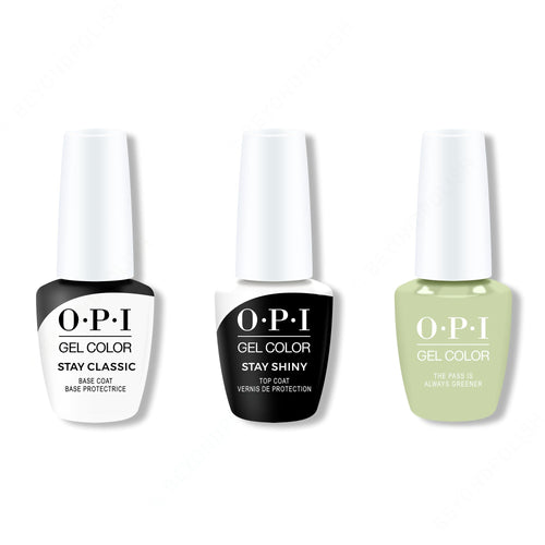 OPI GelColor Combo - Stay Classic Base, Shiny Top & The Pass is Always Greener