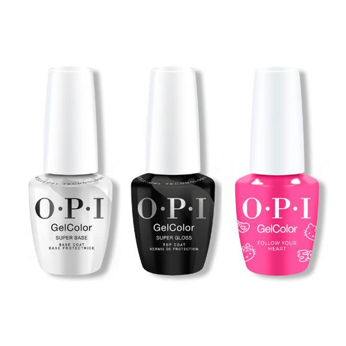 OPI GelColor Combo - Super Base, Super Gloss Top & Follow Your Heart