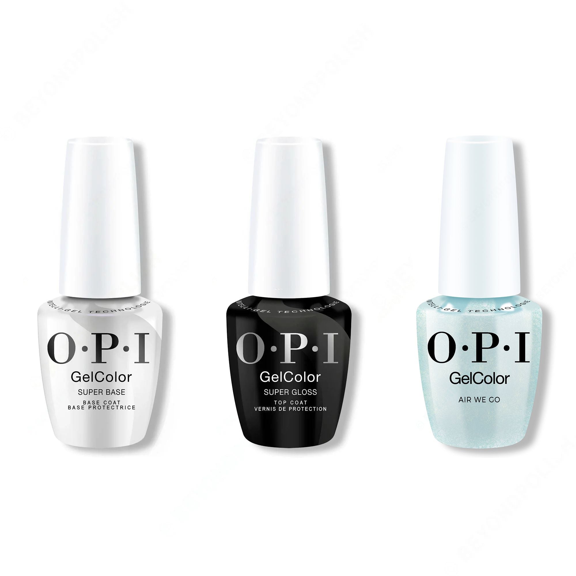 OPI GelColor Intelli-Gel Combo - Super Base Coat, Super Gloss Top Coat & Air We Go - Gel Polish at Beyond Polish