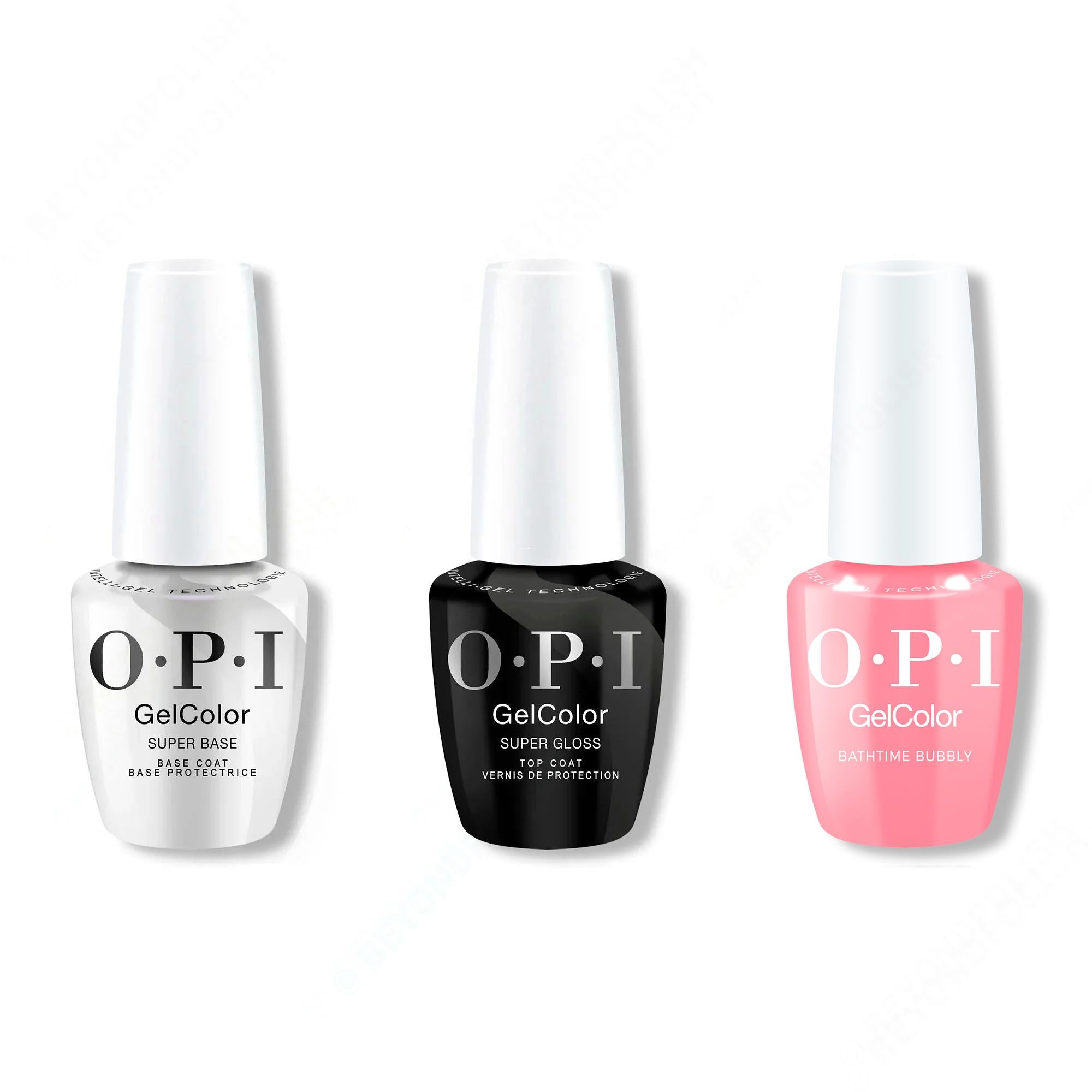 OPI GelColor Intelli-Gel Combo - Super Base Coat, Super Gloss Top Coat & Bathtime Bubbly - OPIcons Spring 2026 - Gel Polish at Beyond Polish