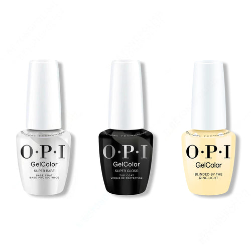 OPI GelColor Intelli-Gel Combo - Super Base Coat, Super Gloss Top Coat & Blinded By The Ring Light 0.5 Oz