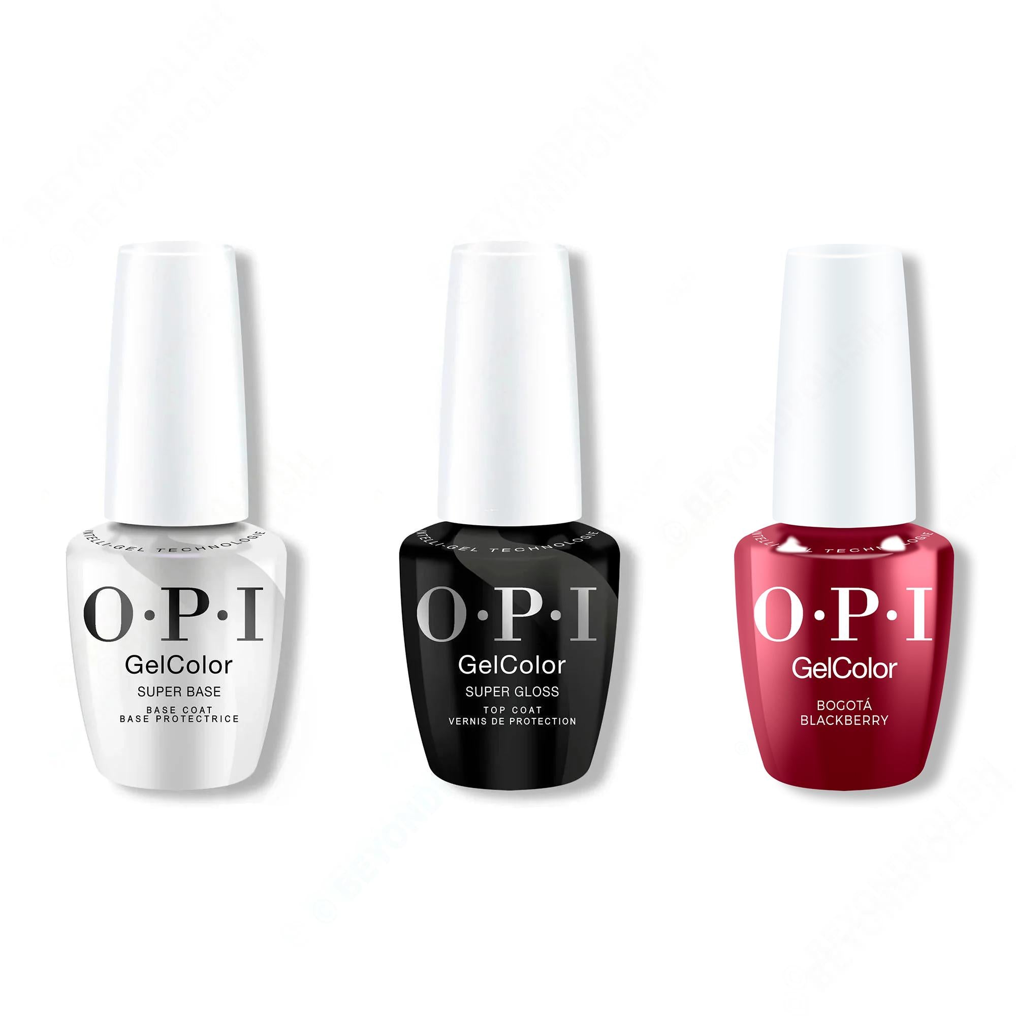 OPI GelColor Intelli-Gel Combo - Super Base Coat, Super Gloss Top Coat & Bogota Blackberry 0.5 Oz - Gel Polish at Beyond Polish