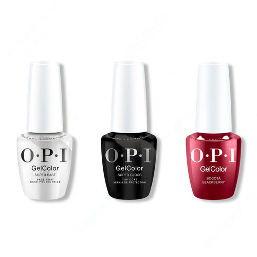 OPI GelColor Intelli-Gel Combo - Super Base Coat, Super Gloss Top Coat & Bogota Blackberry 0.5 Oz