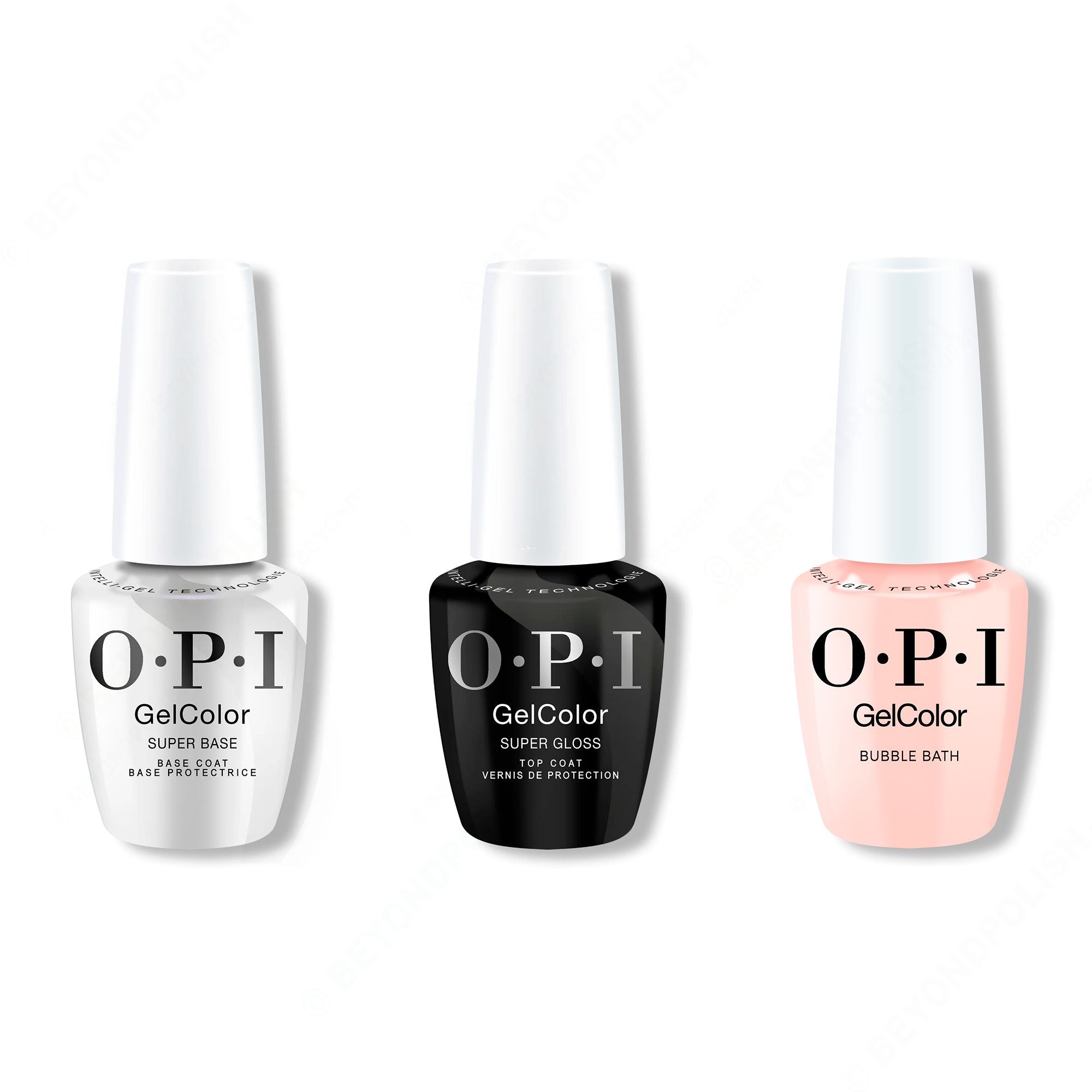 OPI GelColor Intelli-Gel Combo - Super Base Coat, Super Gloss Top Coat & Bubble Bath - Gel Polish at Beyond Polish