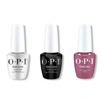 OPI GelColor Intelli-Gel Combo - Super Base Coat, Super Gloss Top Coat & Butter Me Up Toffee - Gel Polish at Beyond Polish