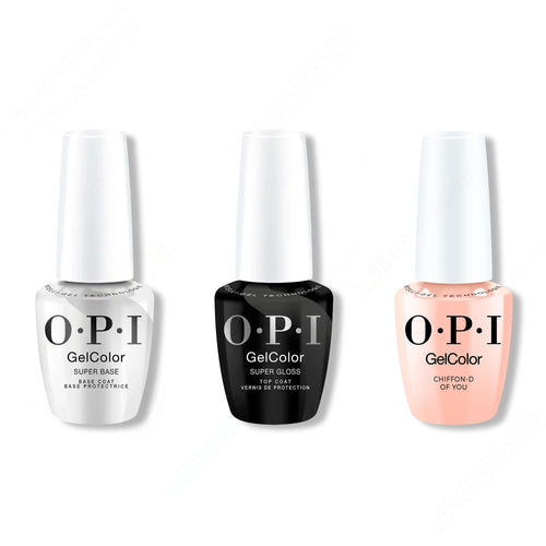 OPI GelColor Intelli-Gel Combo - Super Base Coat, Super Gloss Top Coat & Chiffon-D Of You 0.5 Oz