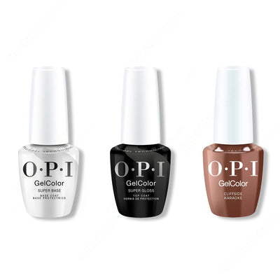 OPI GelColor Intelli-Gel Combo - Super Base Coat, Super Gloss Top Coat & Cliffside Karaoke - Gel Polish at Beyond Polish