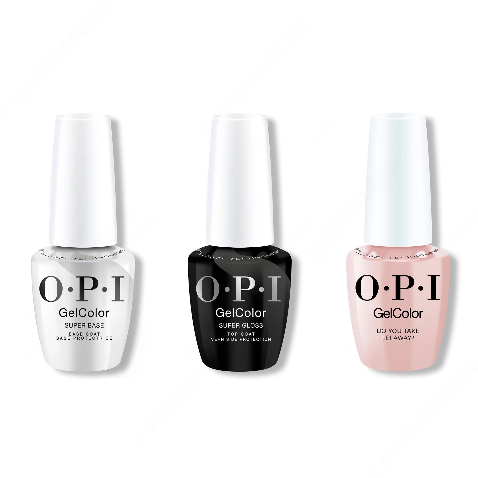 OPI GelColor Intelli-Gel Combo - Super Base Coat, Super Gloss Top Coat & Do You Take Lei Away? - Gel Polish at Beyond Polish
