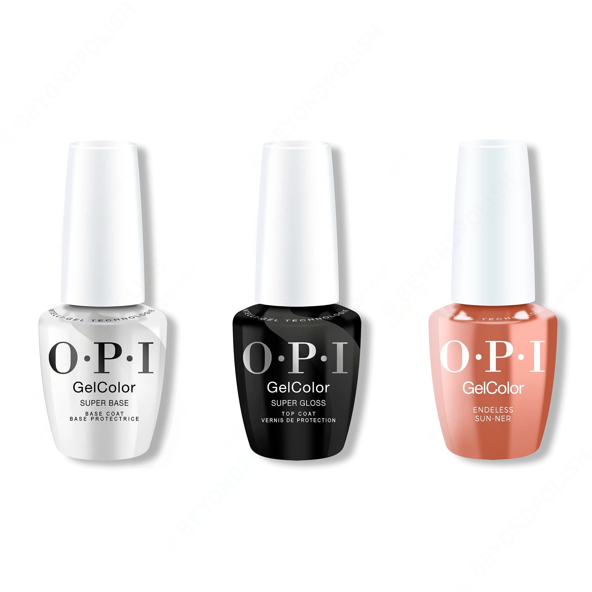 OPI GelColor Intelli-Gel Combo - Super Base Coat, Super Gloss Top Coat & Endless Sun-ner - Gel Polish at Beyond Polish