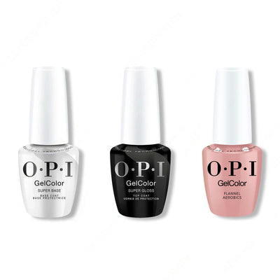 OPI GelColor Intelli-Gel Combo - Super Base Coat, Super Gloss Top Coat & Flannel Aerobics - Gel Polish at Beyond Polish