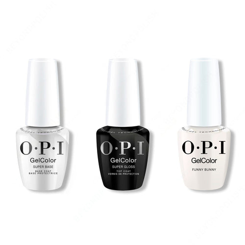 OPI GelColor Intelli-Gel Combo - Super Base Coat, Super Gloss Top Coat & Funny Bunny