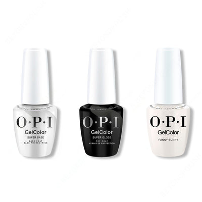 OPI GelColor Intelli-Gel Combo - Super Base Coat, Super Gloss Top Coat & Funny Bunny - Gel Polish at Beyond Polish