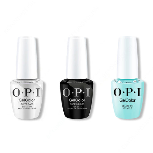 OPI GelColor Intelli-Gel Combo - Super Base Coat, Super Gloss Top Coat & Gelato On My Mind