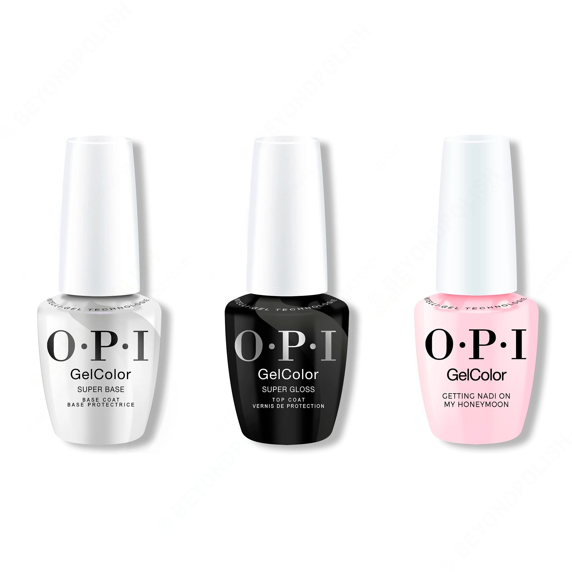 OPI GelColor Intelli-Gel Combo - Super Base Coat, Super Gloss Top Coat & Getting Nadi On My Honeymoon - Gel Polish at Beyond Polish