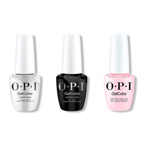 OPI GelColor Intelli-Gel Combo - Super Base Coat, Super Gloss Top Coat & Getting Nadi On My Honeymoon