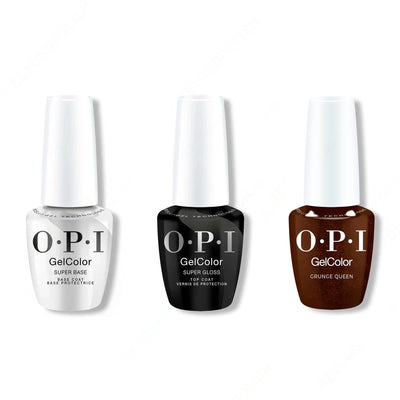 OPI GelColor Intelli-Gel Combo - Super Base Coat, Super Gloss Top Coat & Grunge Queen - Gel Polish at Beyond Polish