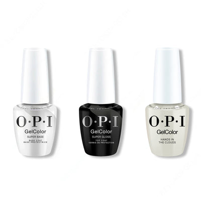 OPI GelColor Intelli-Gel Combo - Super Base Coat, Super Gloss Top Coat & Hands in the Clouds - Gel Polish at Beyond Polish