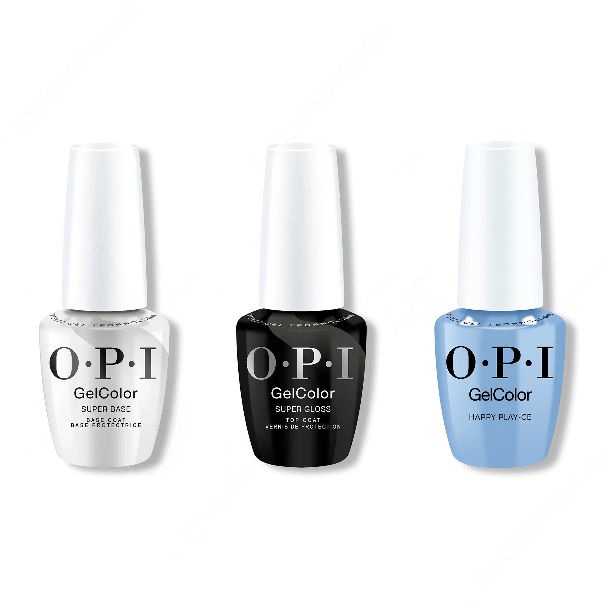 OPI GelColor Intelli-Gel Combo - Super Base Coat, Super Gloss Top Coat & Happy Play-ce - Gel Polish at Beyond Polish