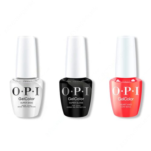 OPI GelColor Intelli-Gel Combo - Super Base Coat, Super Gloss Top Coat & Heart And Con-Soul