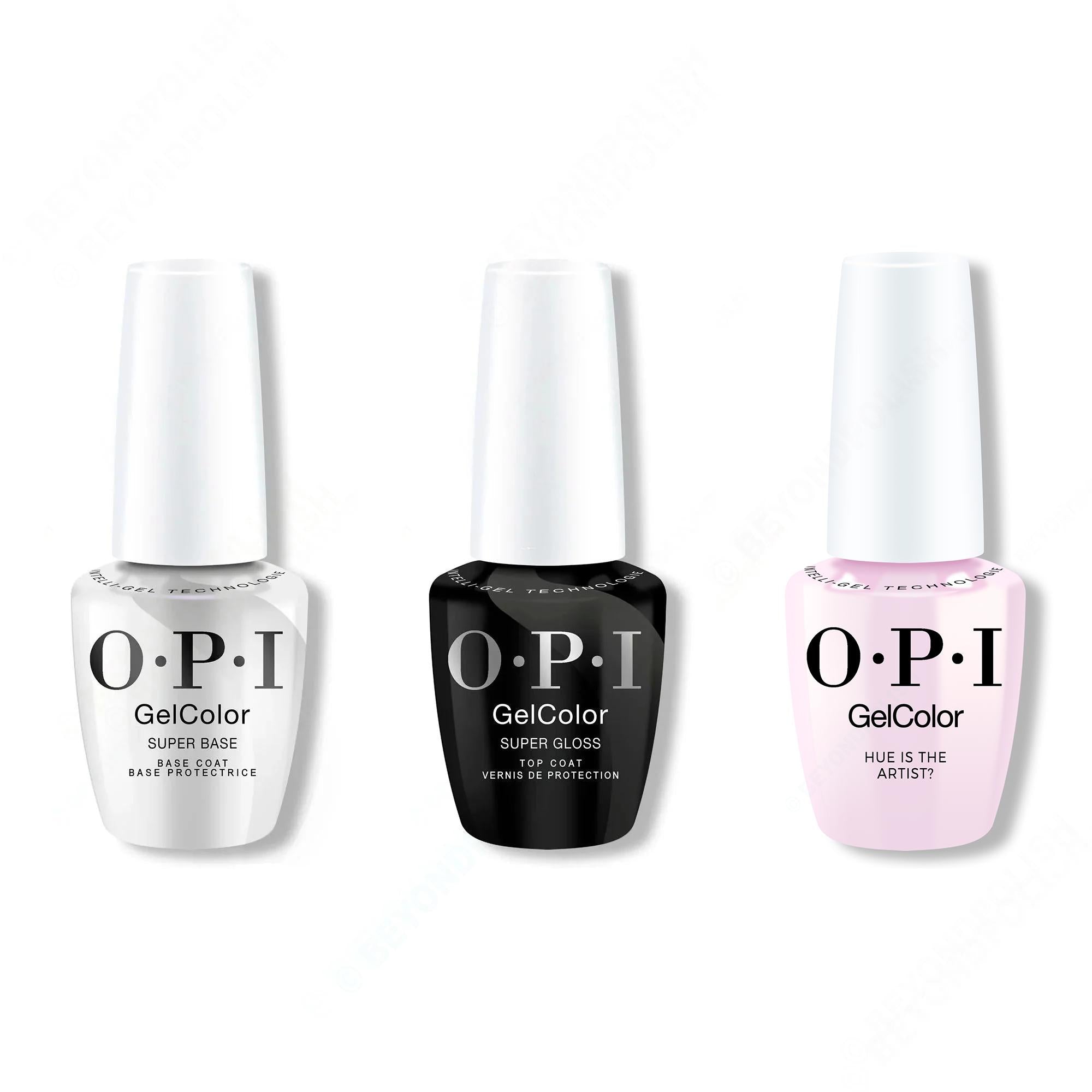OPI GelColor Intelli-Gel Combo - Super Base Coat, Super Gloss Top Coat & Hue Is The Artist? 0.5 Oz - Gel Polish at Beyond Polish