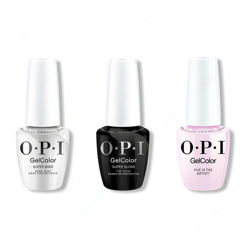 OPI GelColor Intelli-Gel Combo - Super Base Coat, Super Gloss Top Coat & Hue Is The Artist? 0.5 Oz