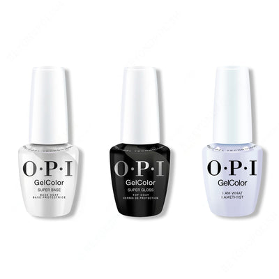 OPI GelColor Intelli-Gel Combo - Super Base Coat, Super Gloss Top Coat & I Am What I Amethyst - Gel Polish at Beyond Polish