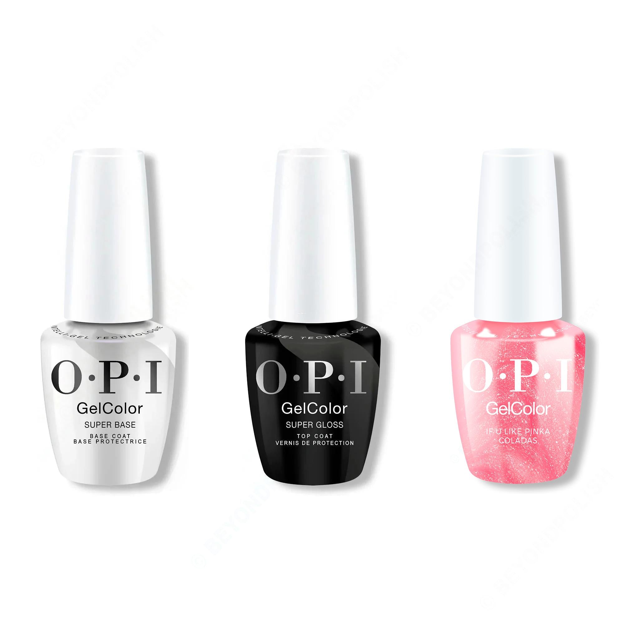 OPI GelColor Intelli-Gel Combo - Super Base Coat, Super Gloss Top Coat & If U like Pinka Coladas - Gel Polish at Beyond Polish
