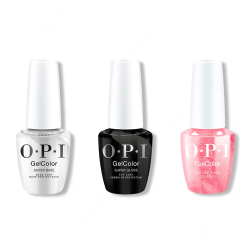 OPI GelColor Intelli-Gel Combo - Super Base Coat, Super Gloss Top Coat & If U like Pinka Coladas