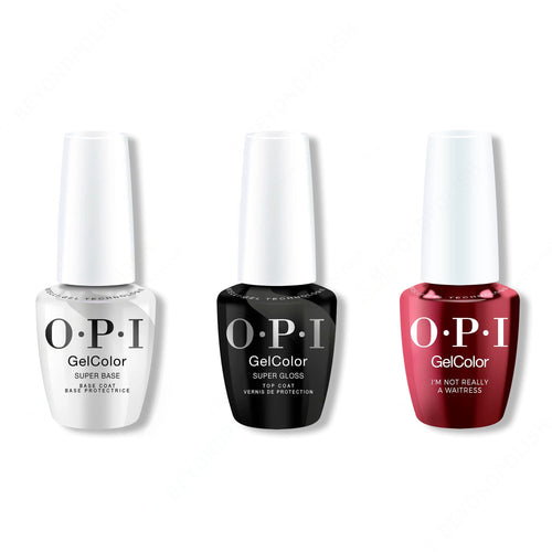 OPI GelColor Intelli-Gel Combo - Super Base Coat, Super Gloss Top Coat & I'm Not Really a Waitress